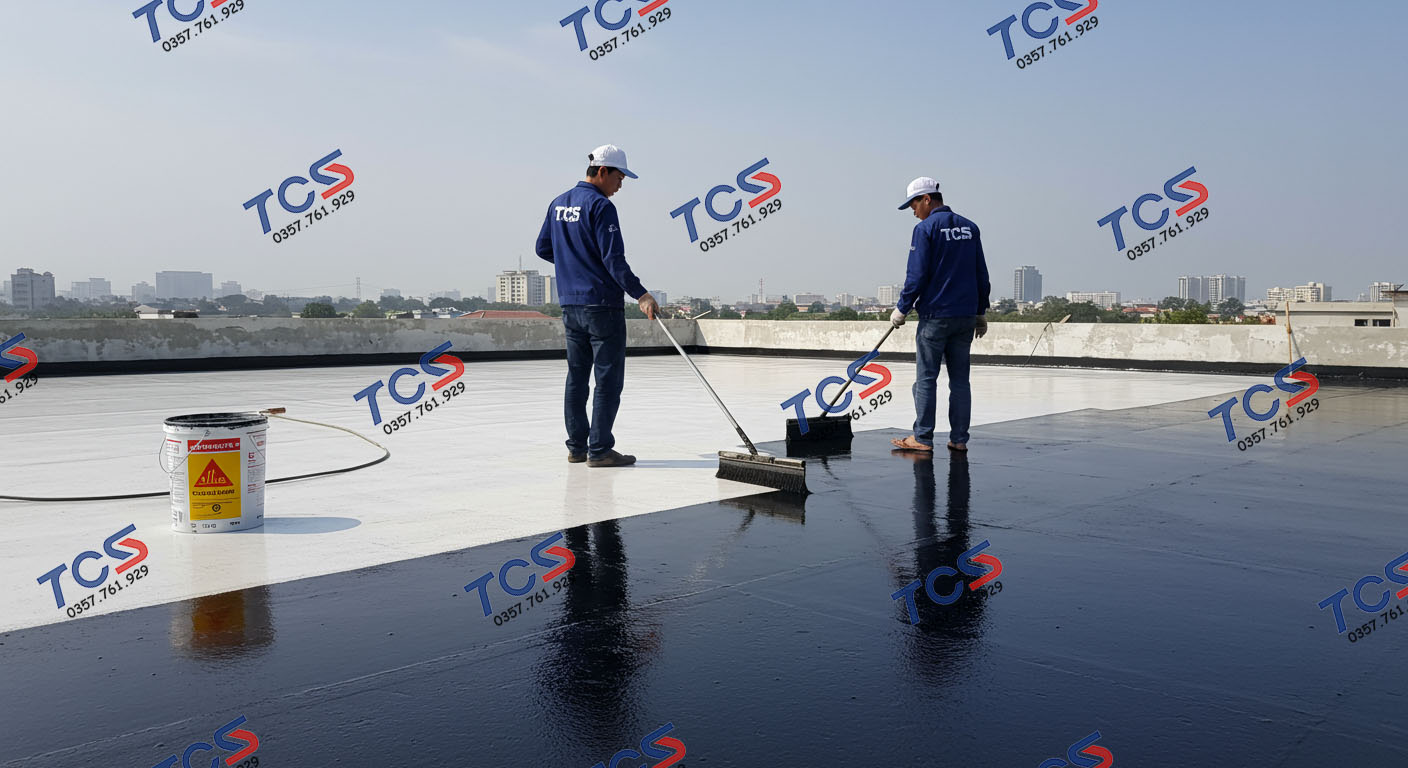 Chống thấm mái bê tông bằng màng lỏng PU