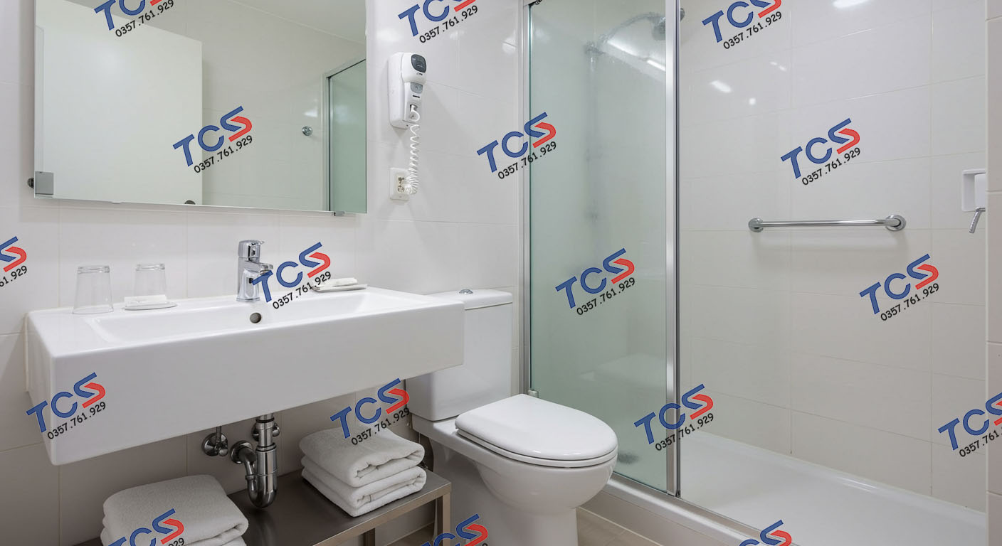 Nhà vệ sinh khô ráo và sạch sẽ sau khi được TCS Corp thi công chống thấm triệt để.