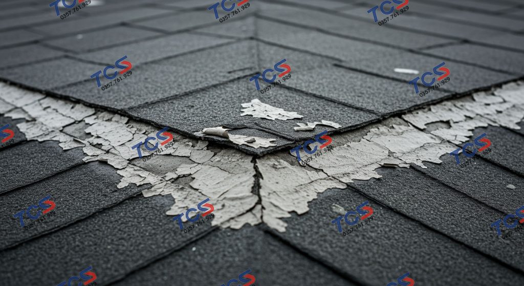 Cận cảnh một góc sân thượng cũ bị nứt nẻ, bong tróc lớp vữa, có dấu hiệu thấm ẩm, chi phí chống thấm sân thượng