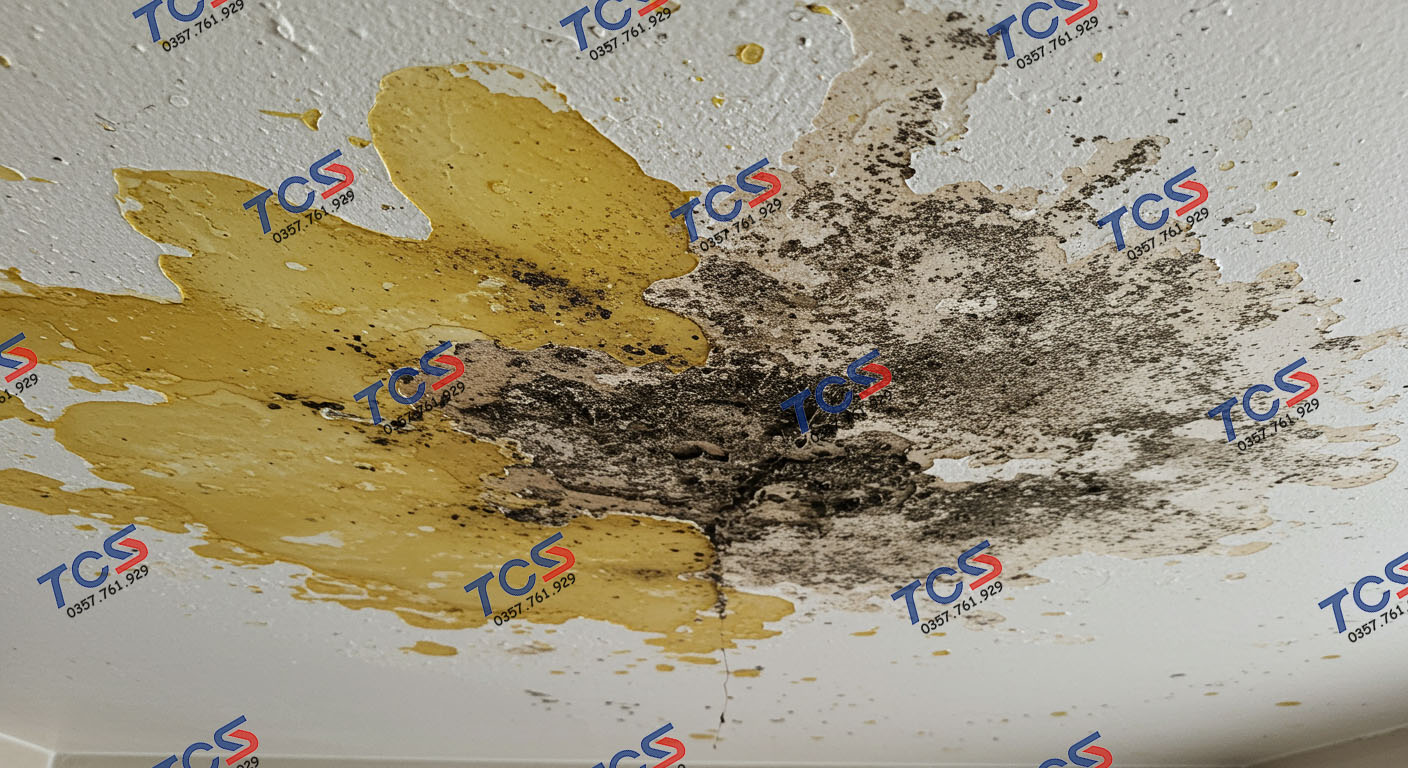 Trần nhà bị thấm nước ố vàng