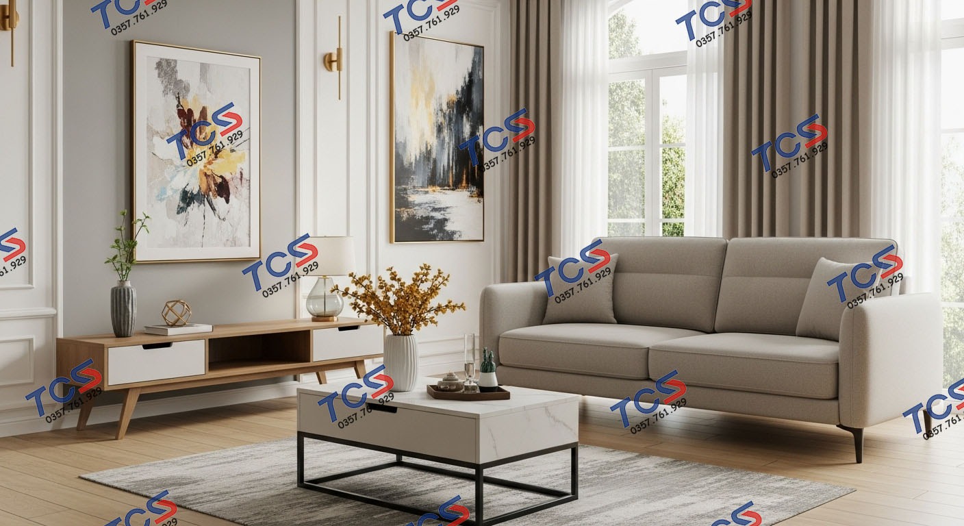 Phòng khách sáng đẹp sau khi được chống thấm đúng cách