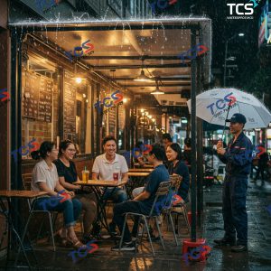 Thi công chống thấm giúp quán cà phê ngoài trời giữ trần khô, khách hài lòng